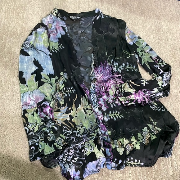 Citron Jackets & Blazers - Citron silk blouse/jacket with sheer portions